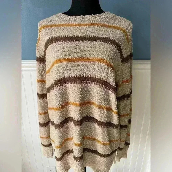 NWT Mason & Belle Textured Long Sleeve Stripe Sweater ~ large - Picture 1 of 7